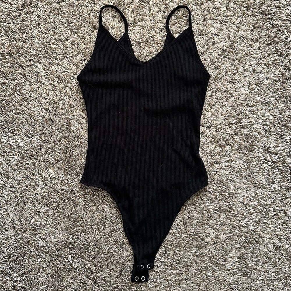 American Eagle Black Ribbed Bodysuit - size Small